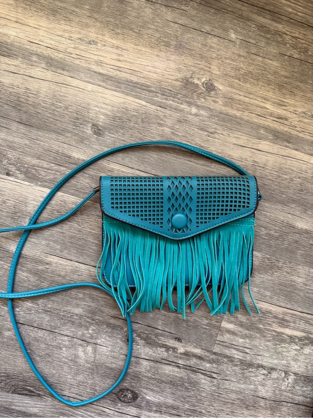 Teal Fringe Crossbody Bag - Women